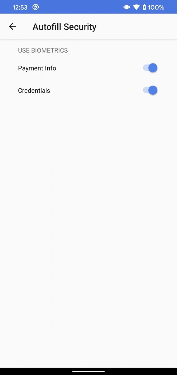 Google Autofill Biometrics 2