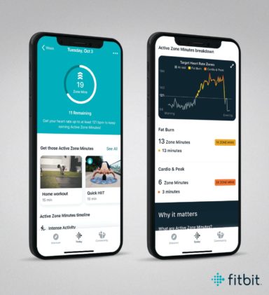 Fitbit App iOS AZM day view breakdown