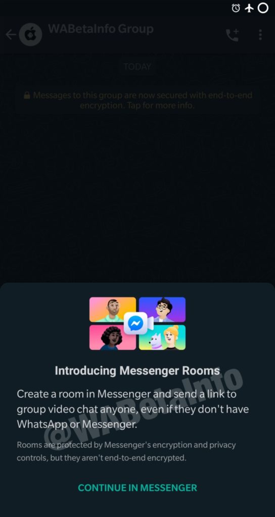 WhatsApp ajoutera bientôt l'intégration de Messenger Rooms 51 WA MESSENGERROOMS NUX ANDROID 81