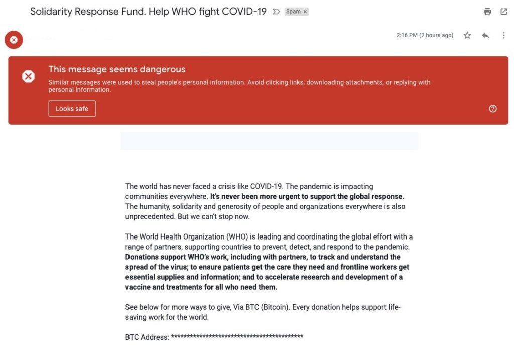 Google a vu plus de 18 millions d'e-mails de malware et de phishing liés au COVID-19 56 gmail coronavirus spam 1