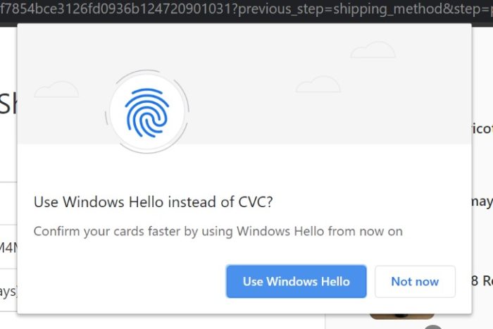 Chrome se dote de Windows Hello pour faciliter les paiements