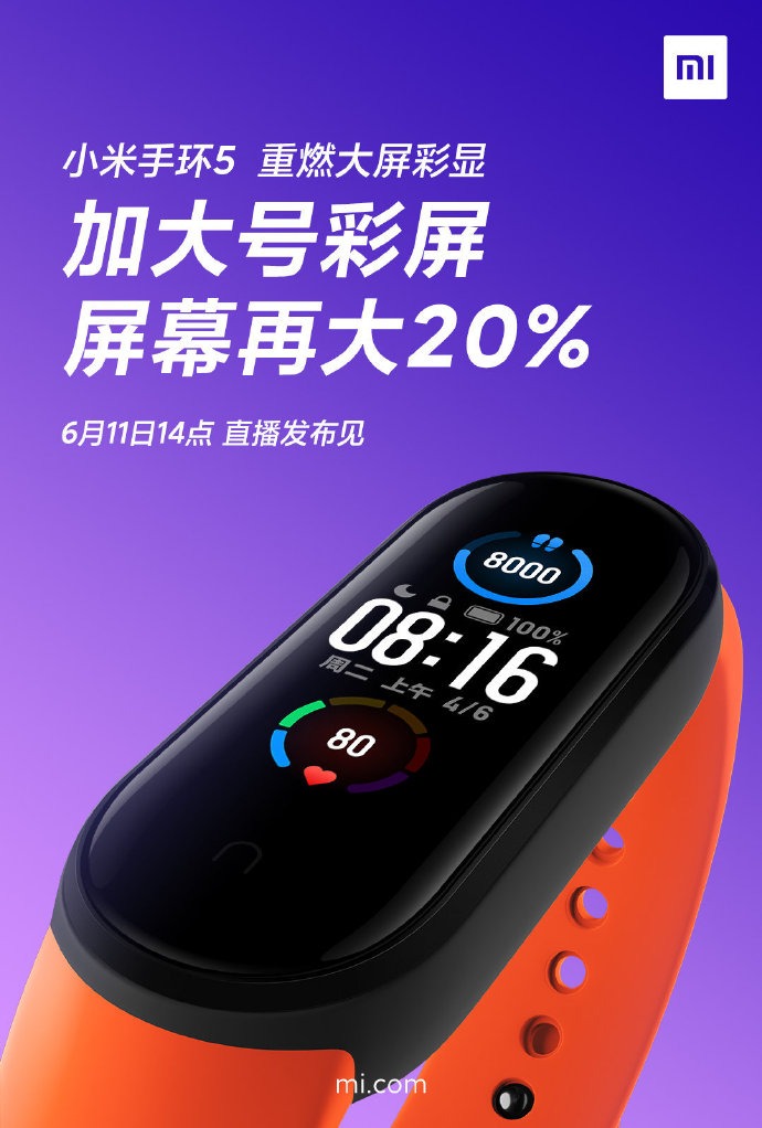 Xiaomi détaille les nouveautés du Mi Band 5 : écran plus grand, charge magnétique, et plus 43 006mZuRsly1gflvfeu2l3j30u018gafb