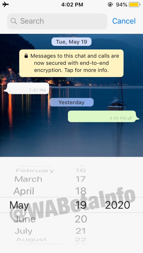 WhatsApp va se doter d'une option de recherche par date et d'autres 52 SearchByDate2 iOS