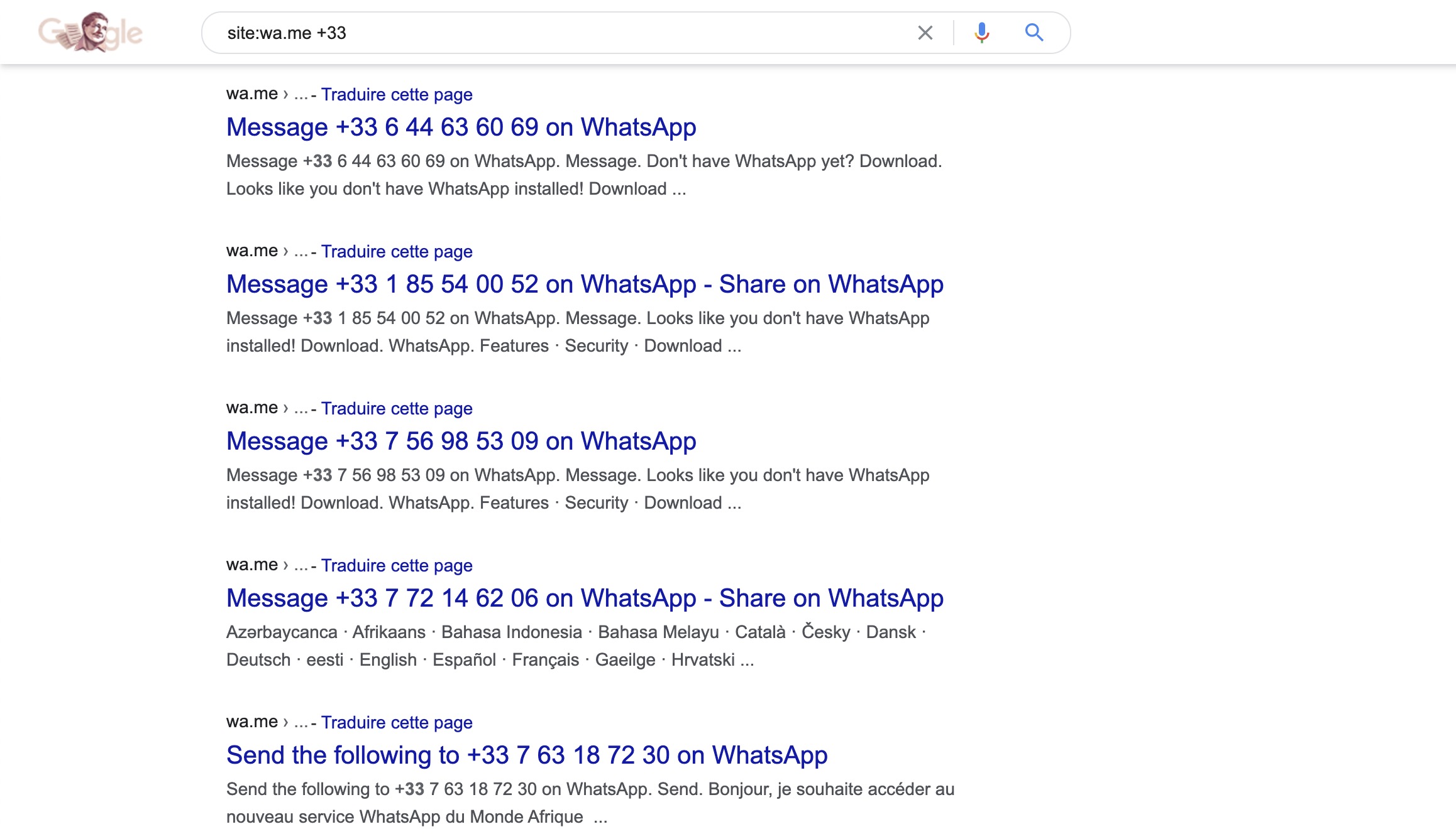 erreur whatsapp a pu inscrire votre numero telephone sur google