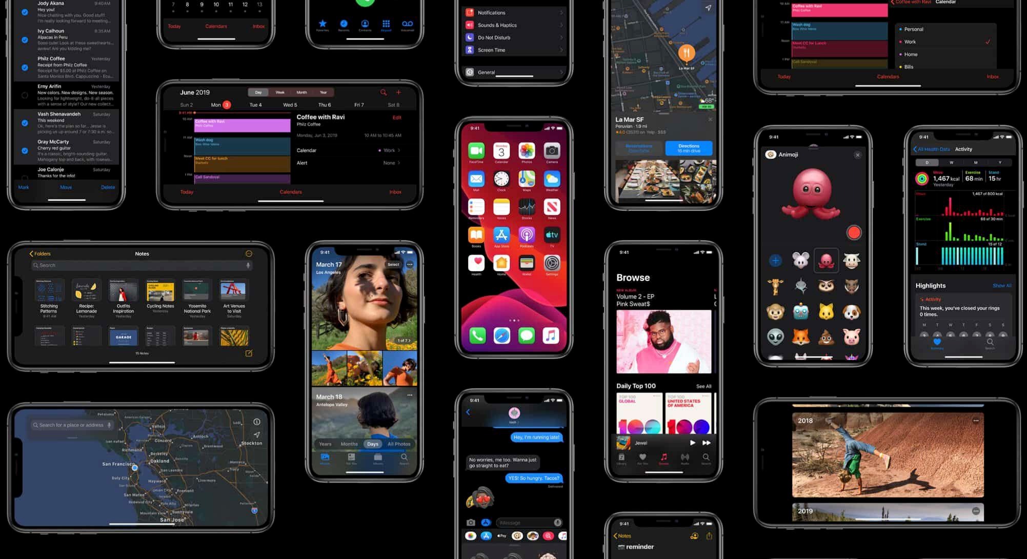 iOS 13 dark mode illustration