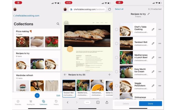 Microsoft apporte les collections de Edge sur Android et iOS