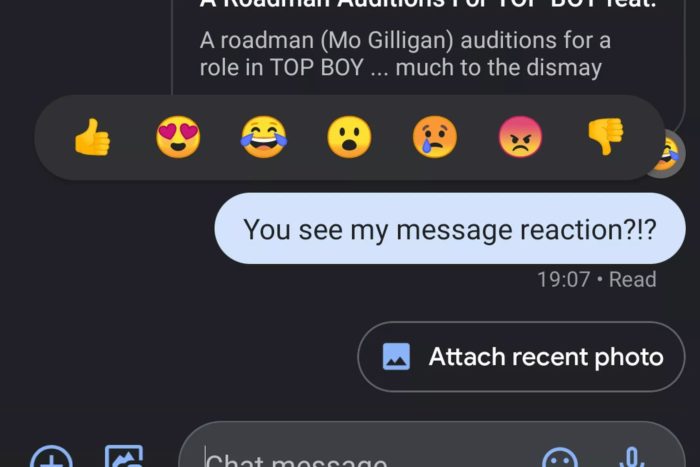 Google Messages permet de répondre avec des réactions emoji
