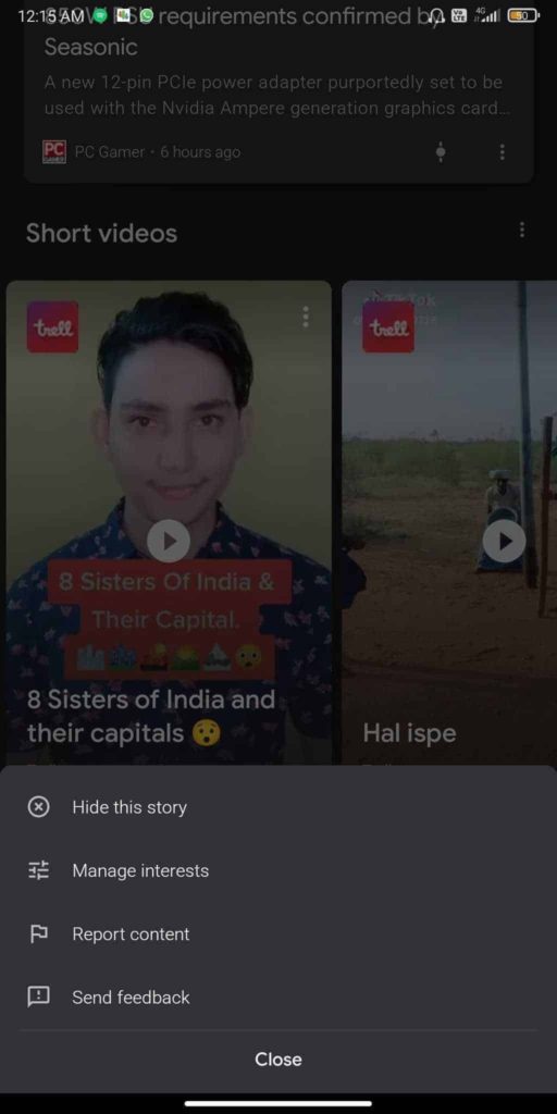 google discover short videos 2