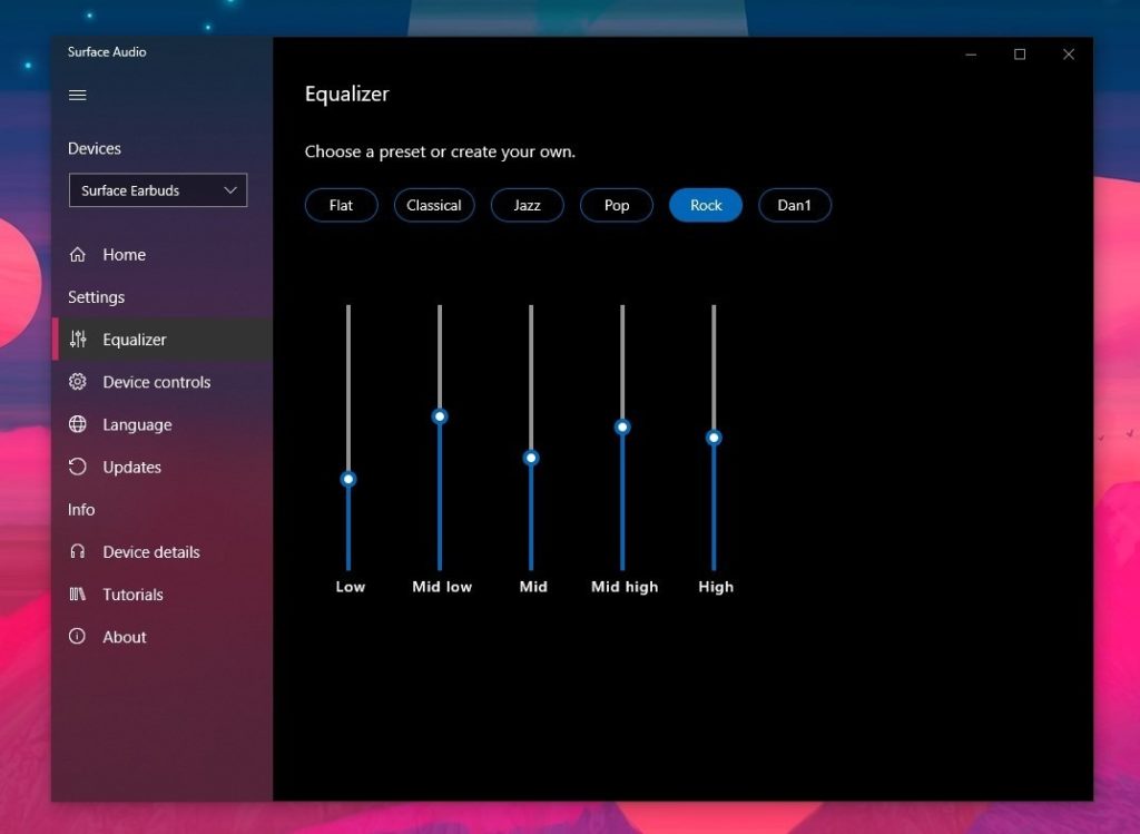 surface audio earbuds app window 1