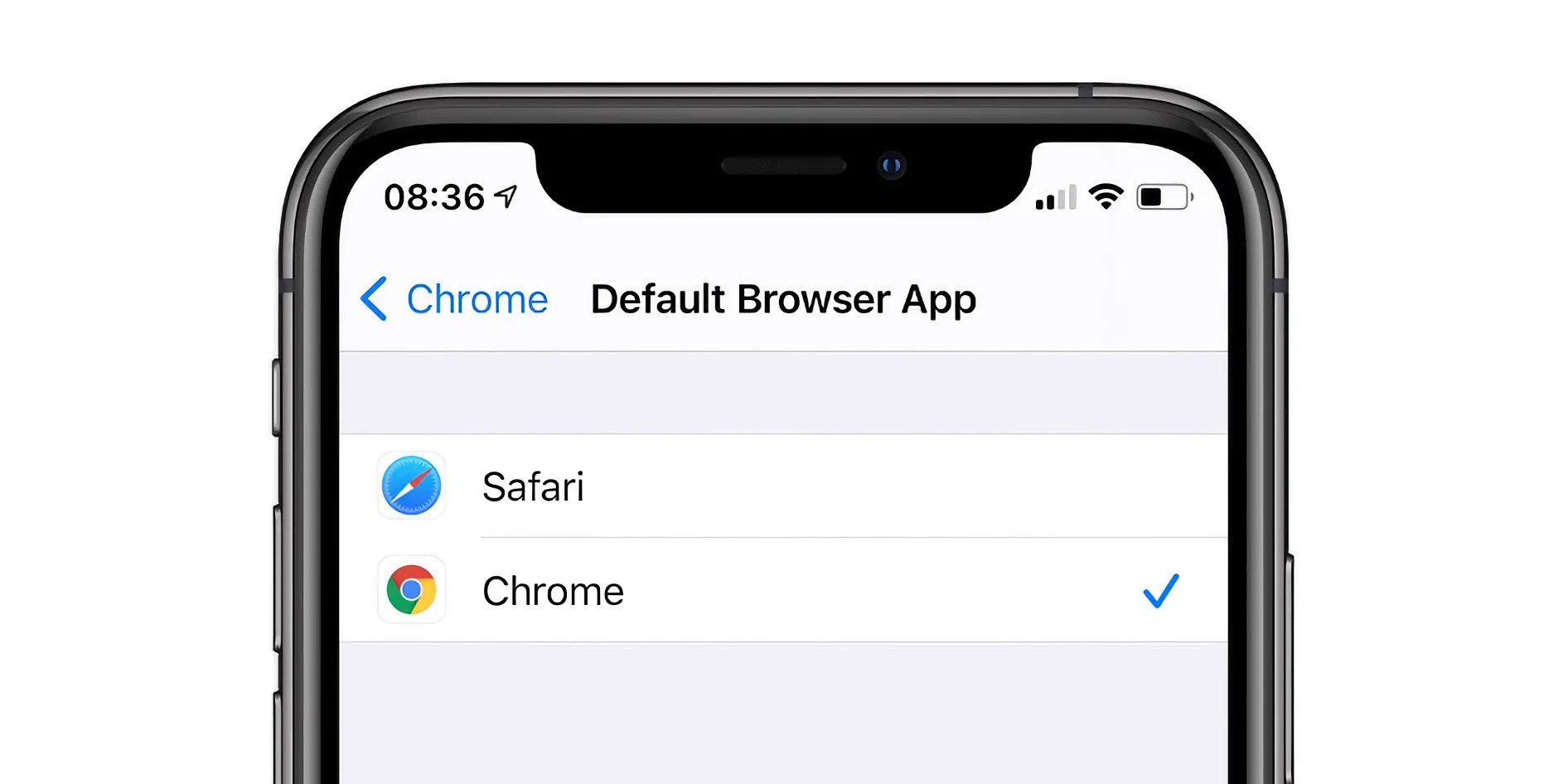 default browser app settings iph