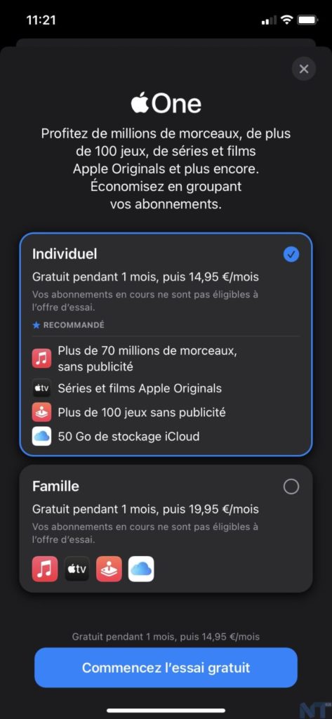 Comment s'inscrire à Apple One : Apple Music, TV+, Arcade et iCloud à prix mensuel ? 54 Apple One 1