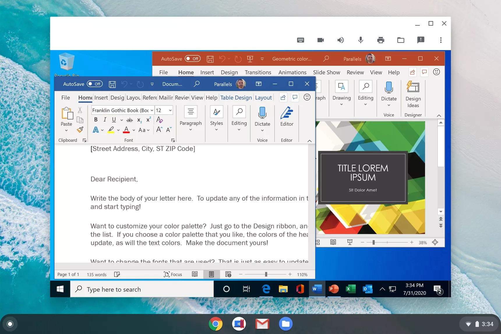 Microsoft Office for Windows wit