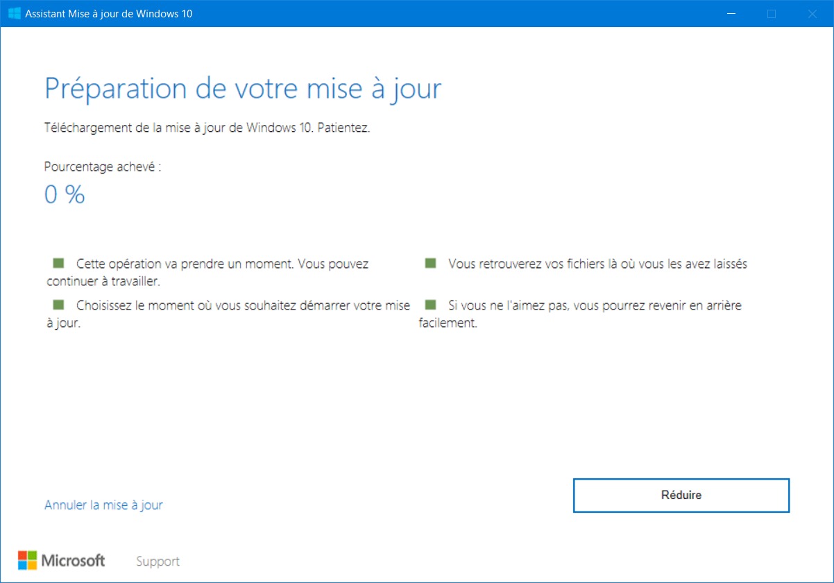 assistant mise a jour windows 10