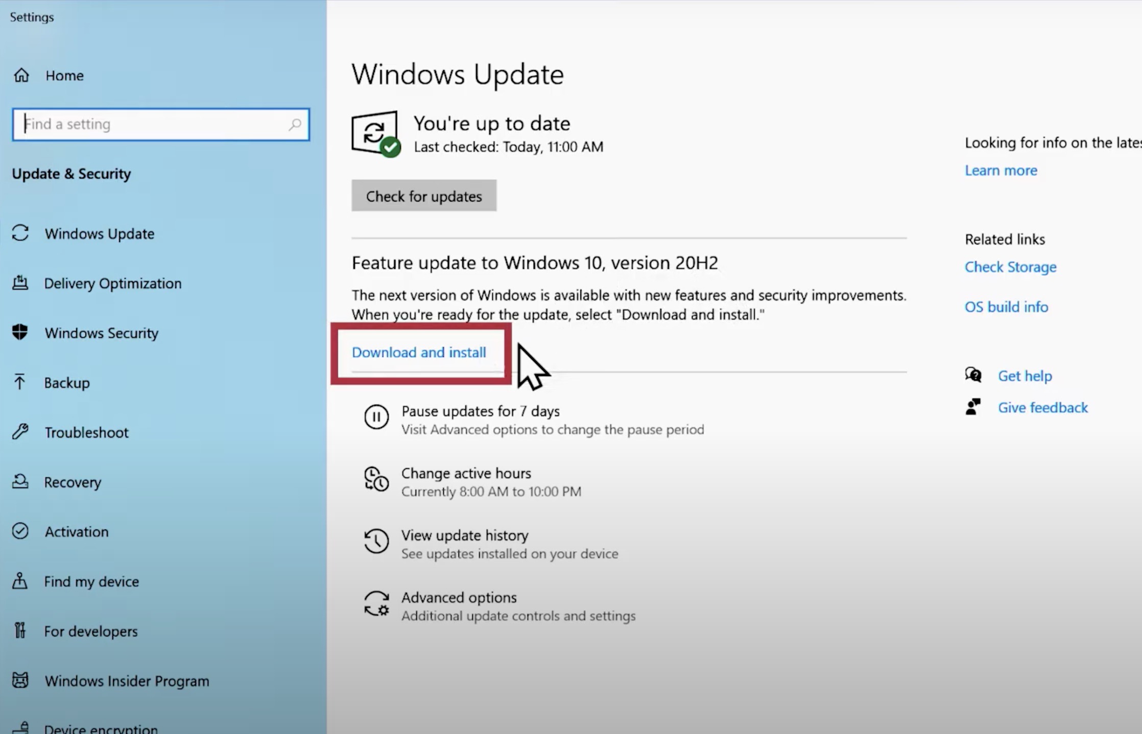 comment installer windows 10 october 2020 update 1