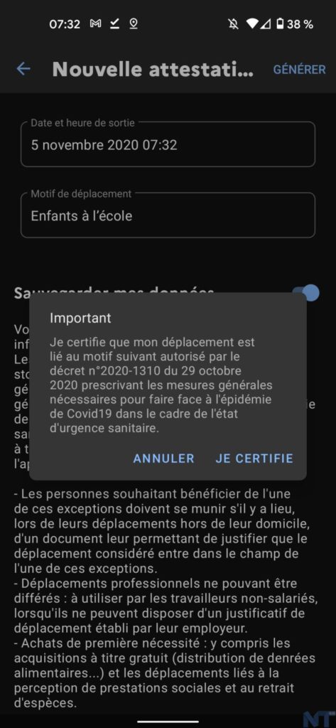 Comment remplir automatiquement votre attestation de déplacement avec TousAntiCovid ? 64 TousAntiCovid Attestation 2