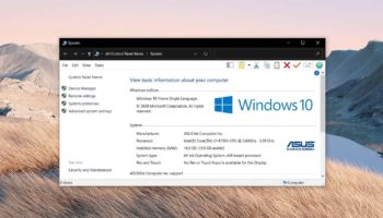 Windows 10 Control Panel applet