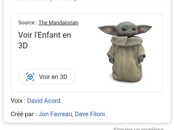 Google Recherche ajoute le modèle 3D de Grogu, le Bébé Yoda, avec une expérience AR