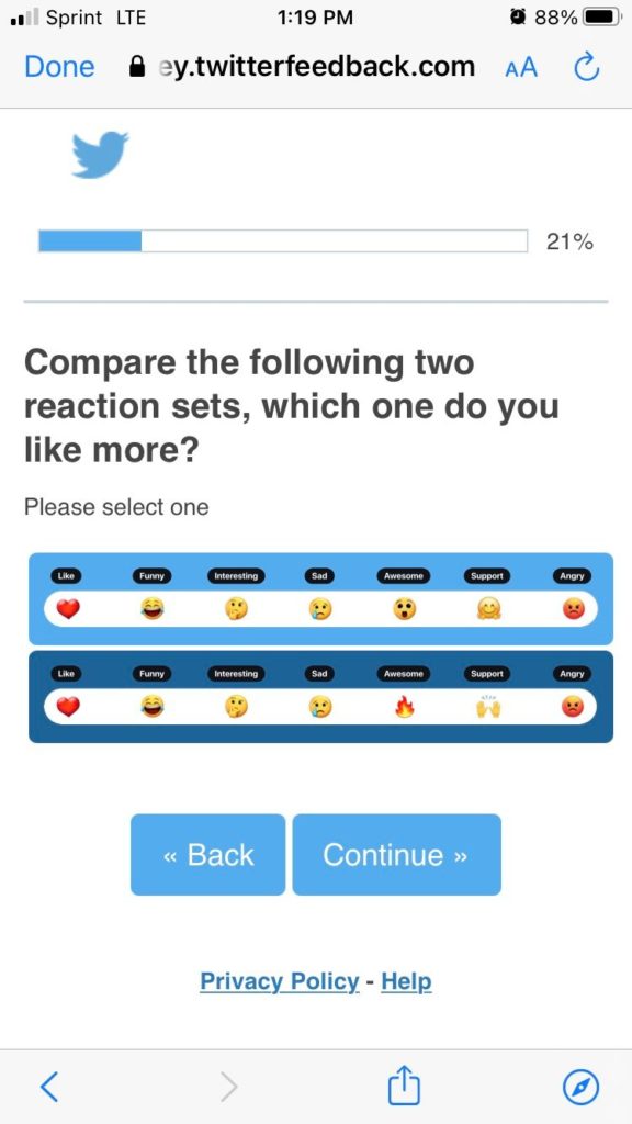 Twitter pourrait bientôt introduire des emojis pour fournir une réaction à un tweet 57 EwyQIqdWEAAdoOd