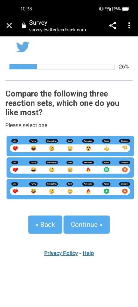 Twitter pourrait bientôt introduire des emojis pour fournir une réaction à un tweet 58 ExOuOc VoAQQgaD