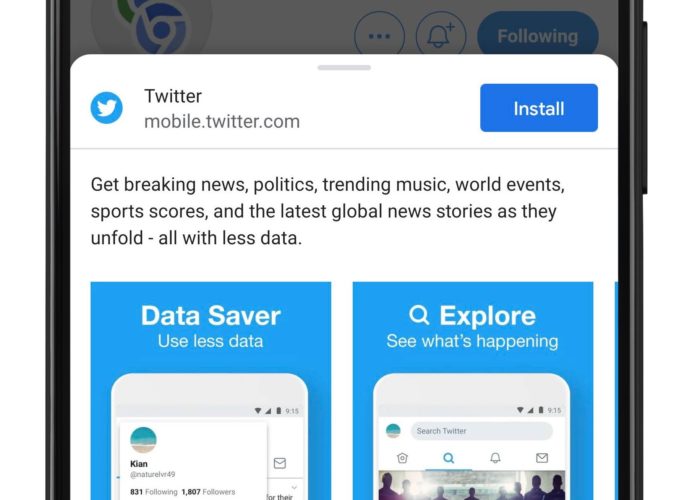 Chrome sur Android installera bientôt les PWA comme des applications Android