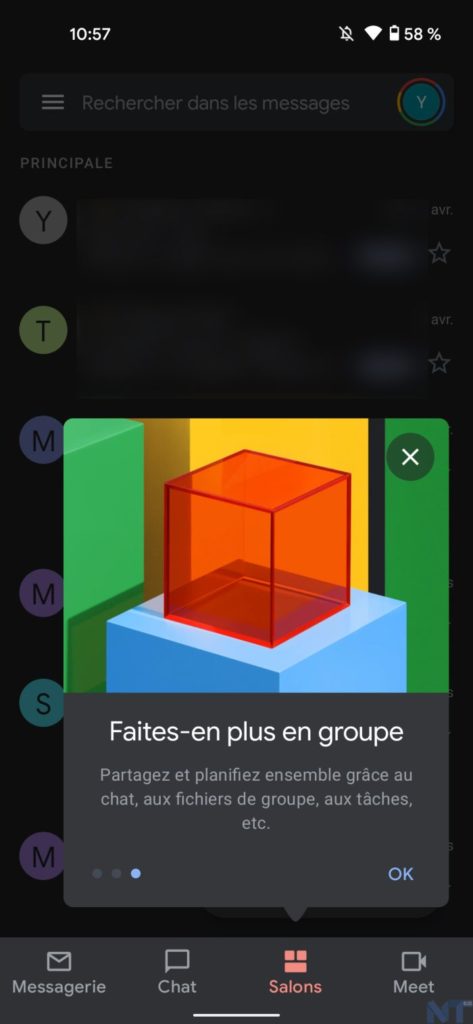 Google déploie le nouvel onglet « Chat » dans Gmail pour Android, comment l’activer ? 58 Gmail Google Chat 2