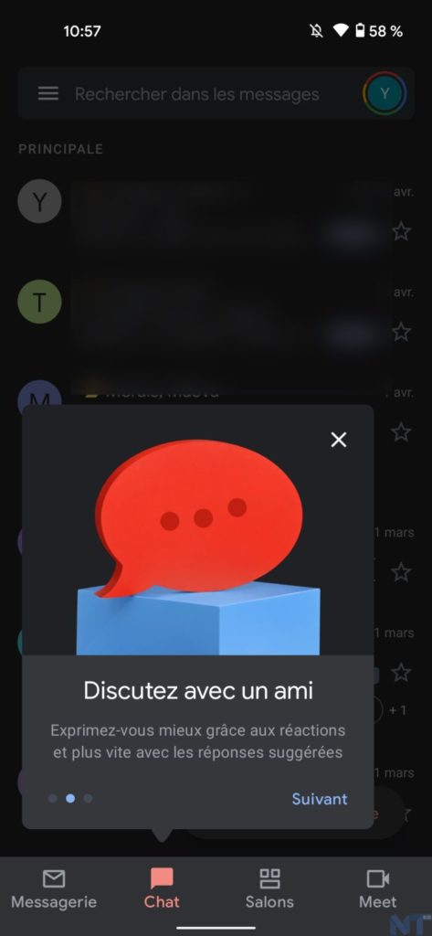 Google déploie le nouvel onglet « Chat » dans Gmail pour Android, comment l’activer ? 59 Gmail Google Chat 3