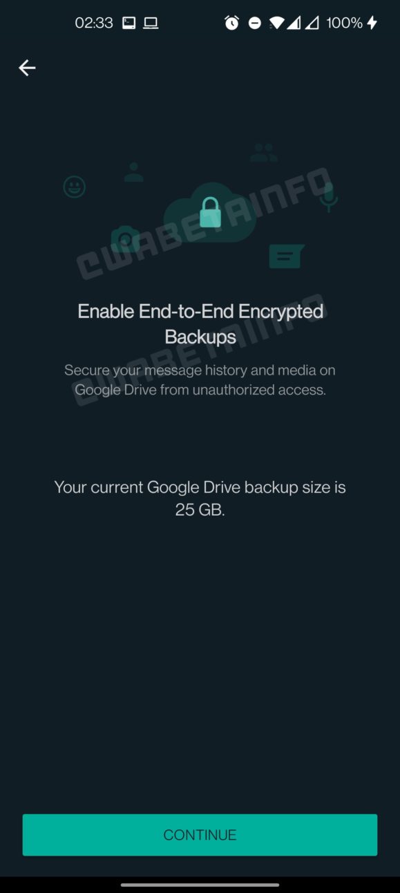 WA ENABLE E2E BACKUP ANDROID