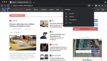 chrome travaille hub partage bureau avec copie lien qr code etc 0