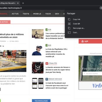 chrome travaille hub partage bureau avec copie lien qr code etc 0