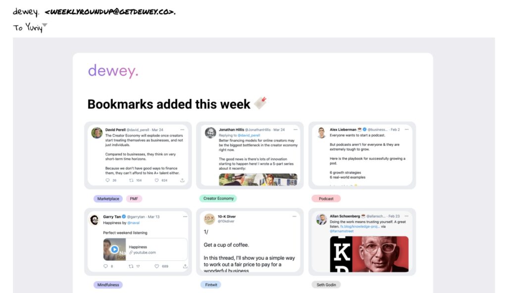 Dewey, une extension Chrome qui vous aide à mieux organiser vos signets sur Twitter 46 email2