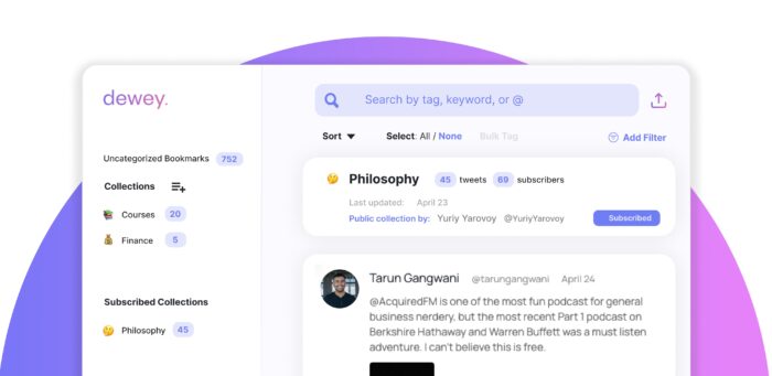 Dewey, une extension Chrome qui vous aide à mieux organiser vos signets sur Twitter