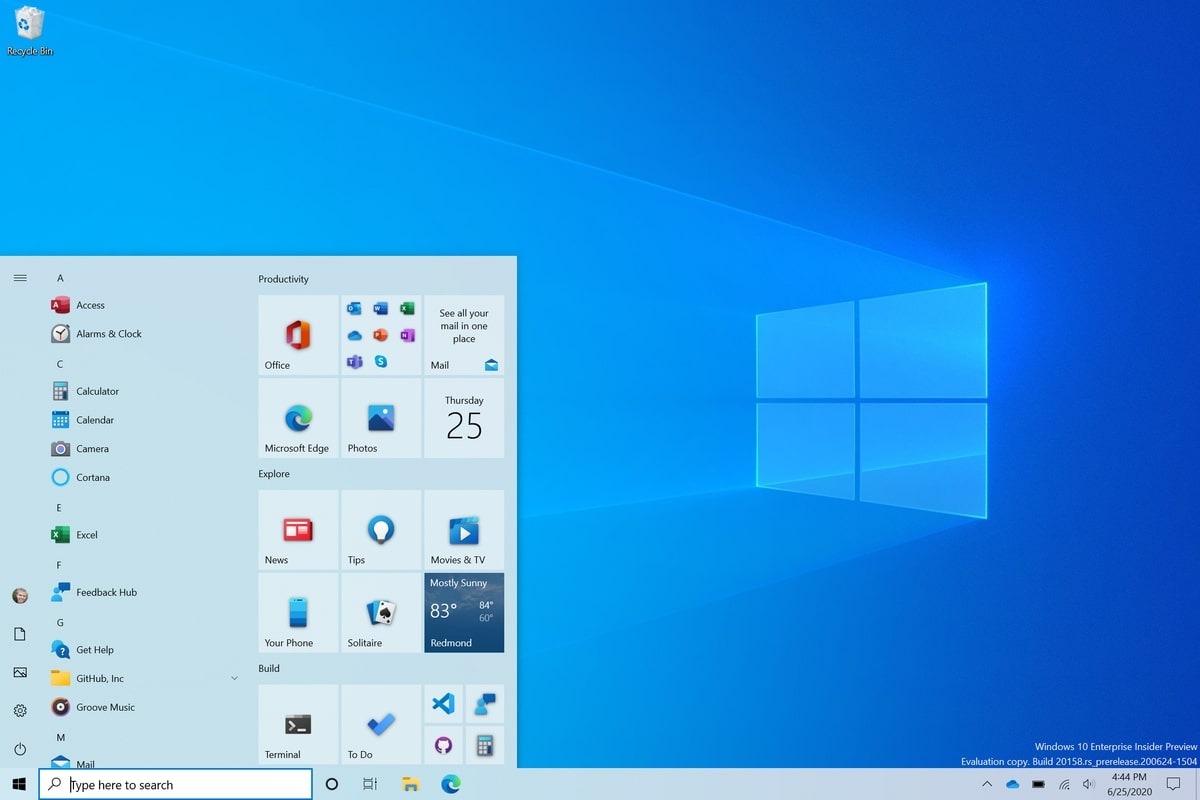 Windows 10 nouveau design menu d