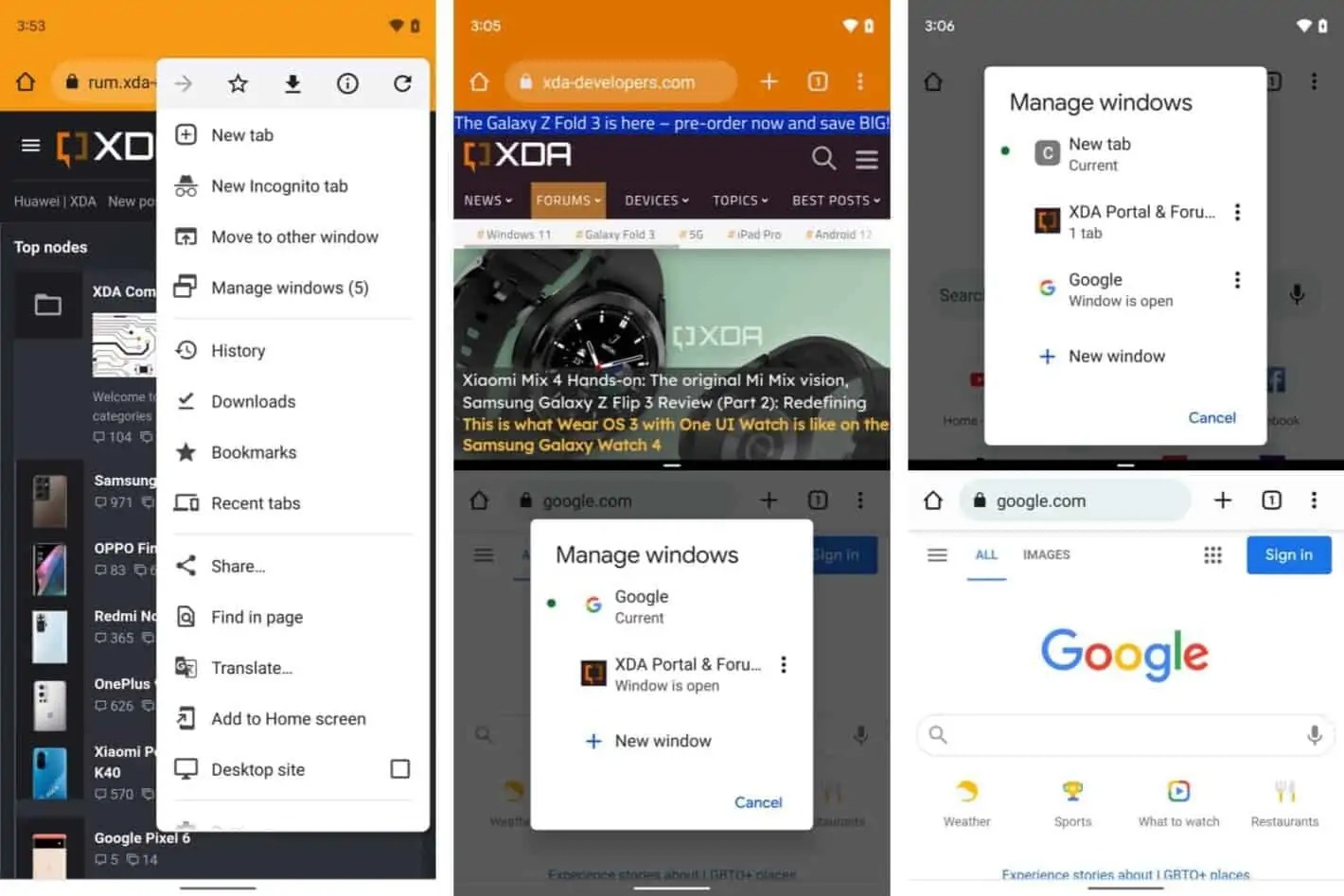 01 Chrome Android 12 multi windo