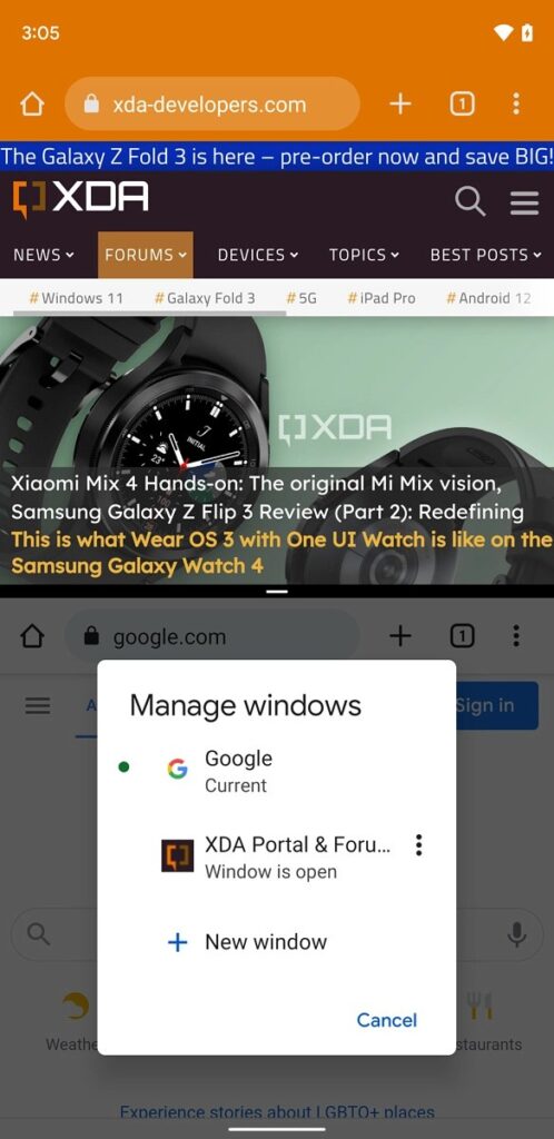 Chrome sur Android 12 prendra en charge les fenêtres multiples 39 Google Chrome Manage 2 Windows D