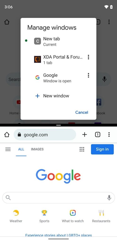 Chrome sur Android 12 prendra en charge les fenêtres multiples 40 Google Chrome Manage 3 Windows D