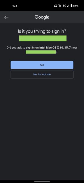 google prompt account