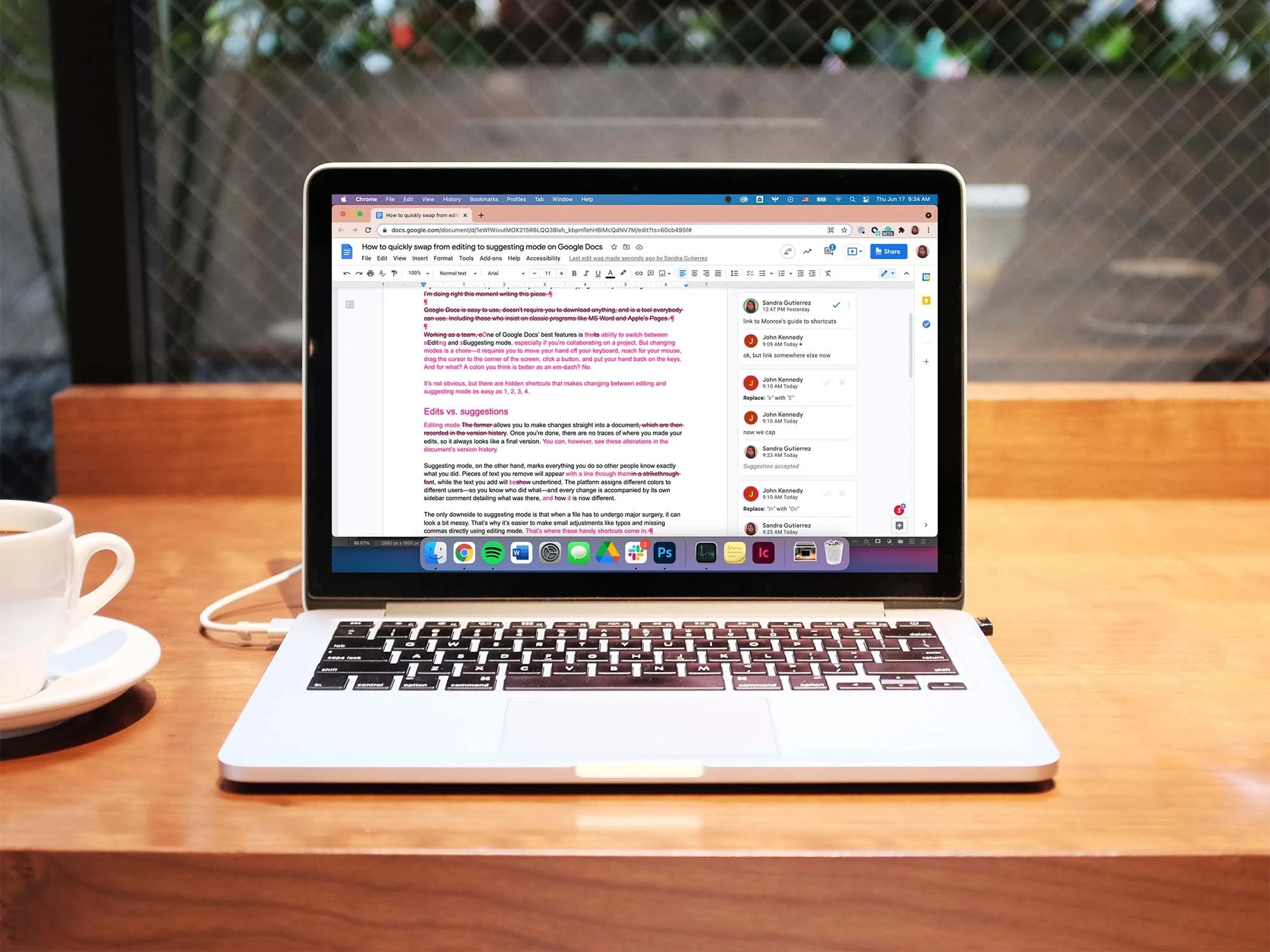 laptop with google docs screen