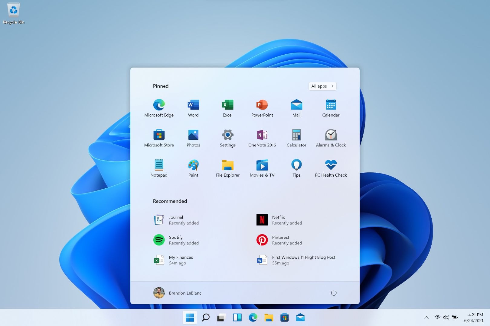 windows 11 preview menu demarrer