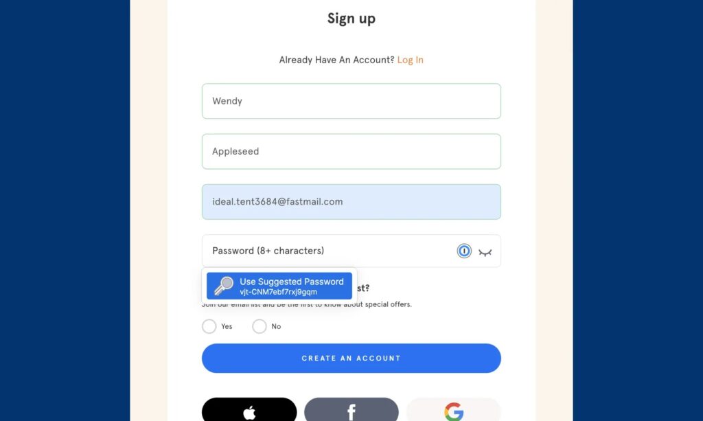 3 Suggested password