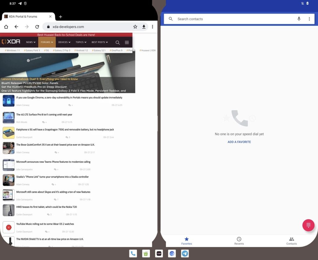 Une fuite de la version Android 12.1 suggère que le Pixel Fold pourrait être réel 67 Android 12.1 split screen UI