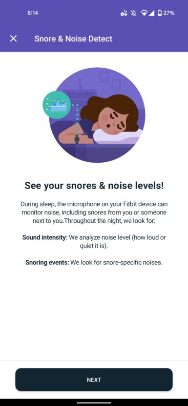 Fitbit Snore Noise Detect 2