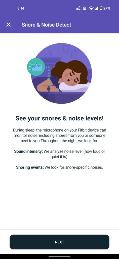 Fitbit Snore Noise Detect 2