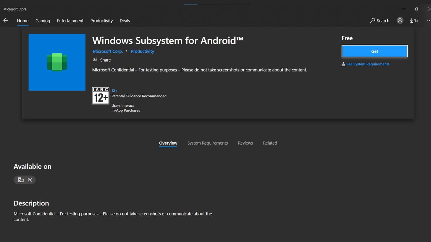 windows subsystem for android