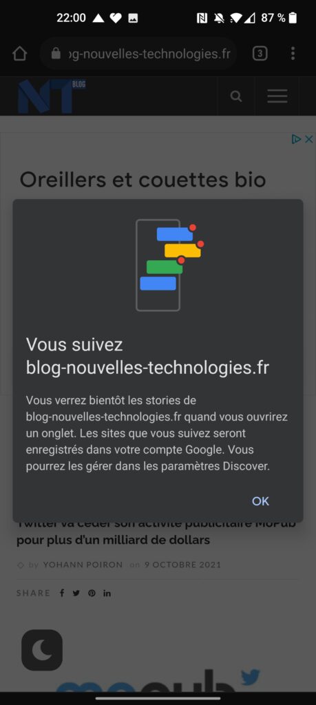 Chrome sur Android ajoute un bouton « Suivre » pour les flux RSS 45 Screenshot 20211010 220028