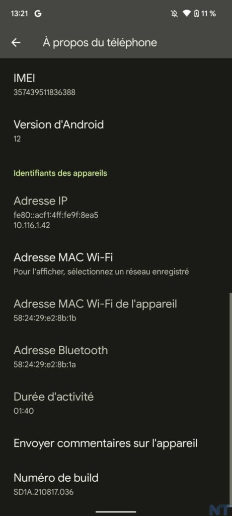 Améliorez le fonctionnement de vos anciens smartphones Pixel grâce aux options pour les développeurs 43 Screenshot 20211130 132139 resultat