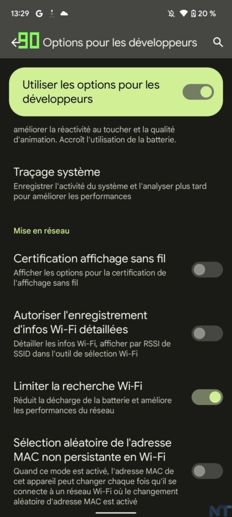 Améliorez le fonctionnement de vos anciens smartphones Pixel grâce aux options pour les développeurs 47 Screenshot 20211130 132906 resultat