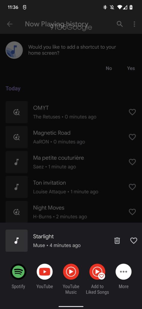 Google prévoit une nouvelle refonte de « En écoute » sur le Pixel 6 52 now playing favorites redesign b