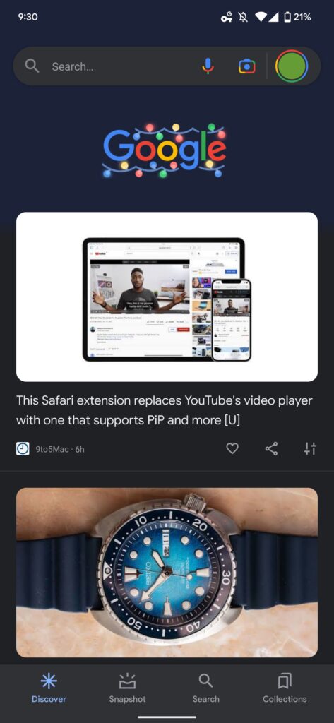 L'application Google teste une nouvelle disposition de sa barre de recherche 56 Google app top search bar 1