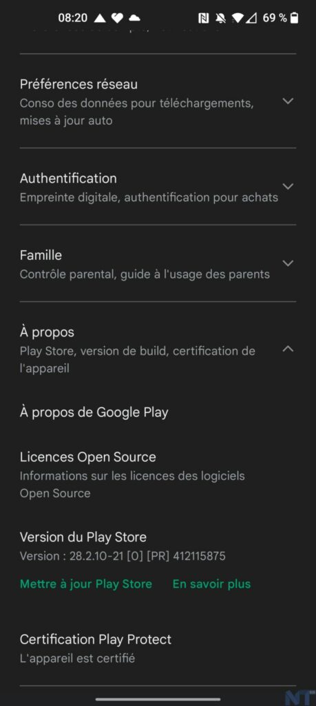 Vérifier si votre smartphone Android est équipé de la dernière version du Google Play Store 51 Screenshot 20211206 082022 resultat