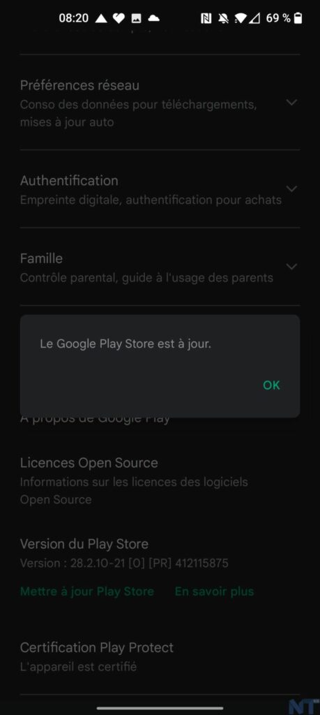 Vérifier si votre smartphone Android est équipé de la dernière version du Google Play Store 52 Screenshot 20211206 082026 resultat